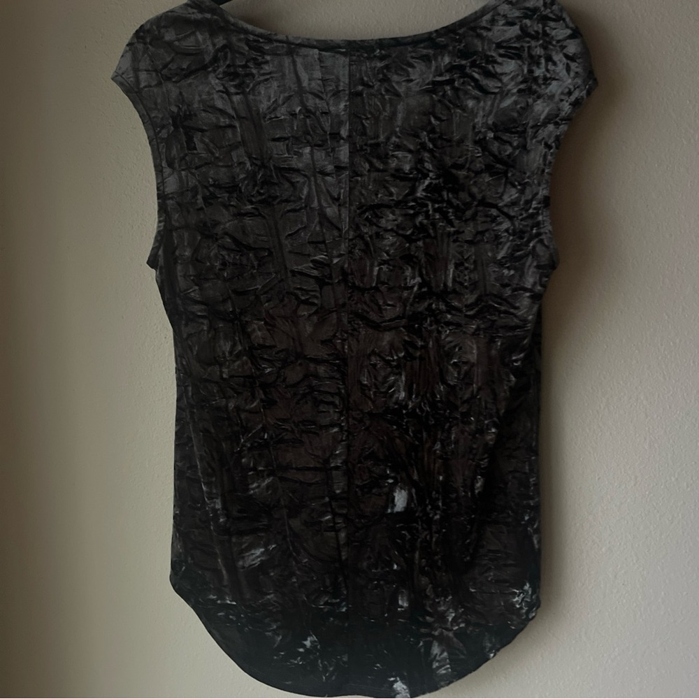 Rock & Republic Shirt Sz Small S Black Crushed Velvet Sleeveless Hilo Stretch - Picture 9 of 10